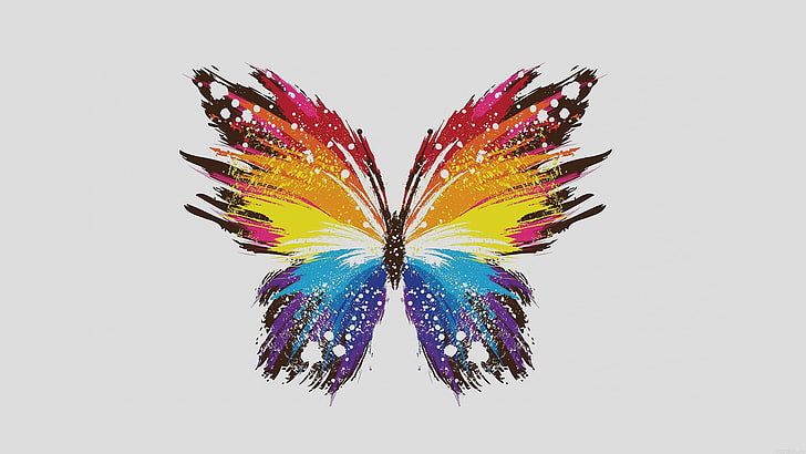Abstract Butterfly Clip Art, colorful, minimalism, white background, simple background Free HD Wallpaper
