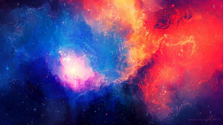 Amazing Galaxy, universe, digital art, black color, nebula