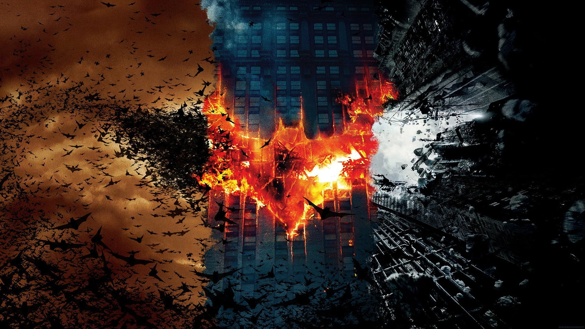 Batman Trilogy Movies, building, dark knight trilogy, red, exploding