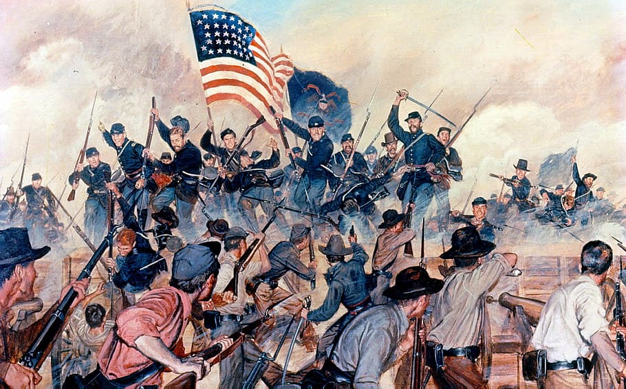 Battle of Vicksburg Location, illustration, american flag, day, uniform Free HD Wallpaper
