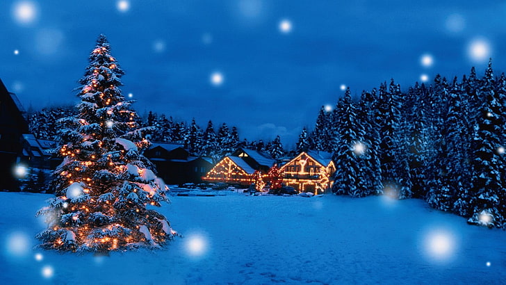 Beautiful Christmas, art, bears, beautiful, santa Free HD Wallpaper