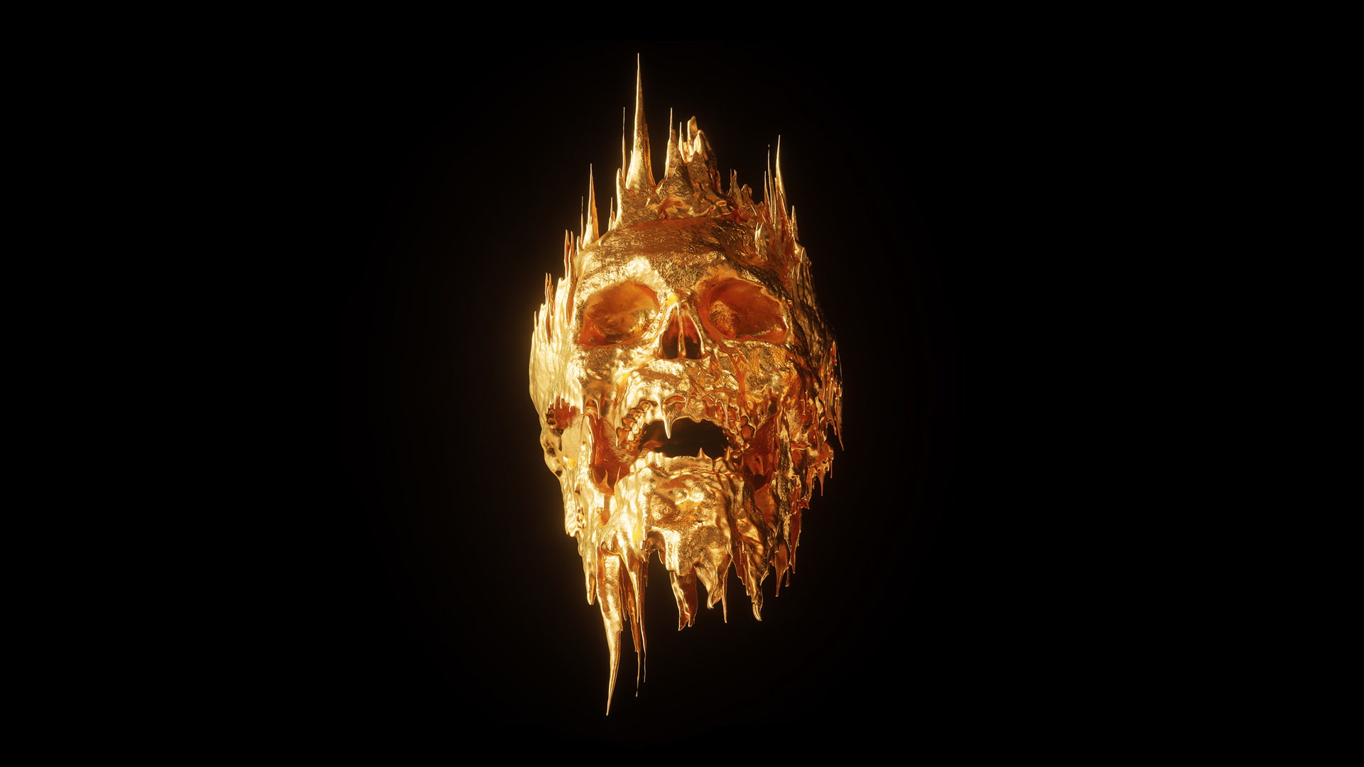 Black and Gold Skull, indoors, no people, orange color, religion
