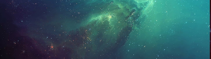 Black and Green Galaxy, tranquility, wet, nebula, green color Free HD Wallpaper