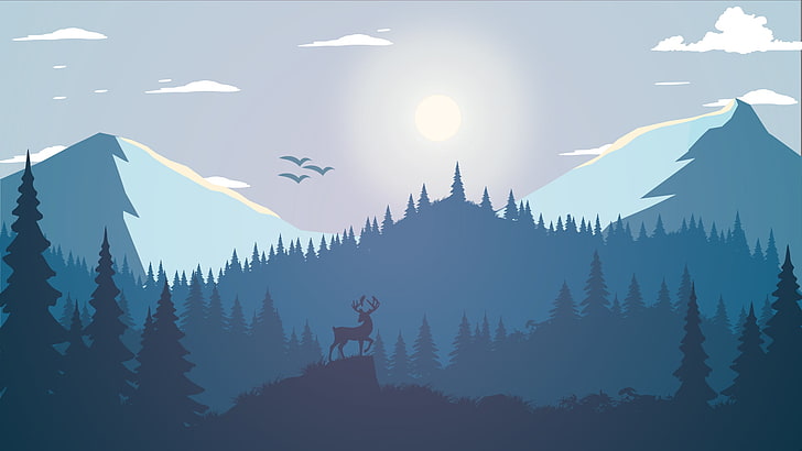 Cartoon Forest Mountain, nature, tranquility, rock  object, fire watch Free HD Wallpaper