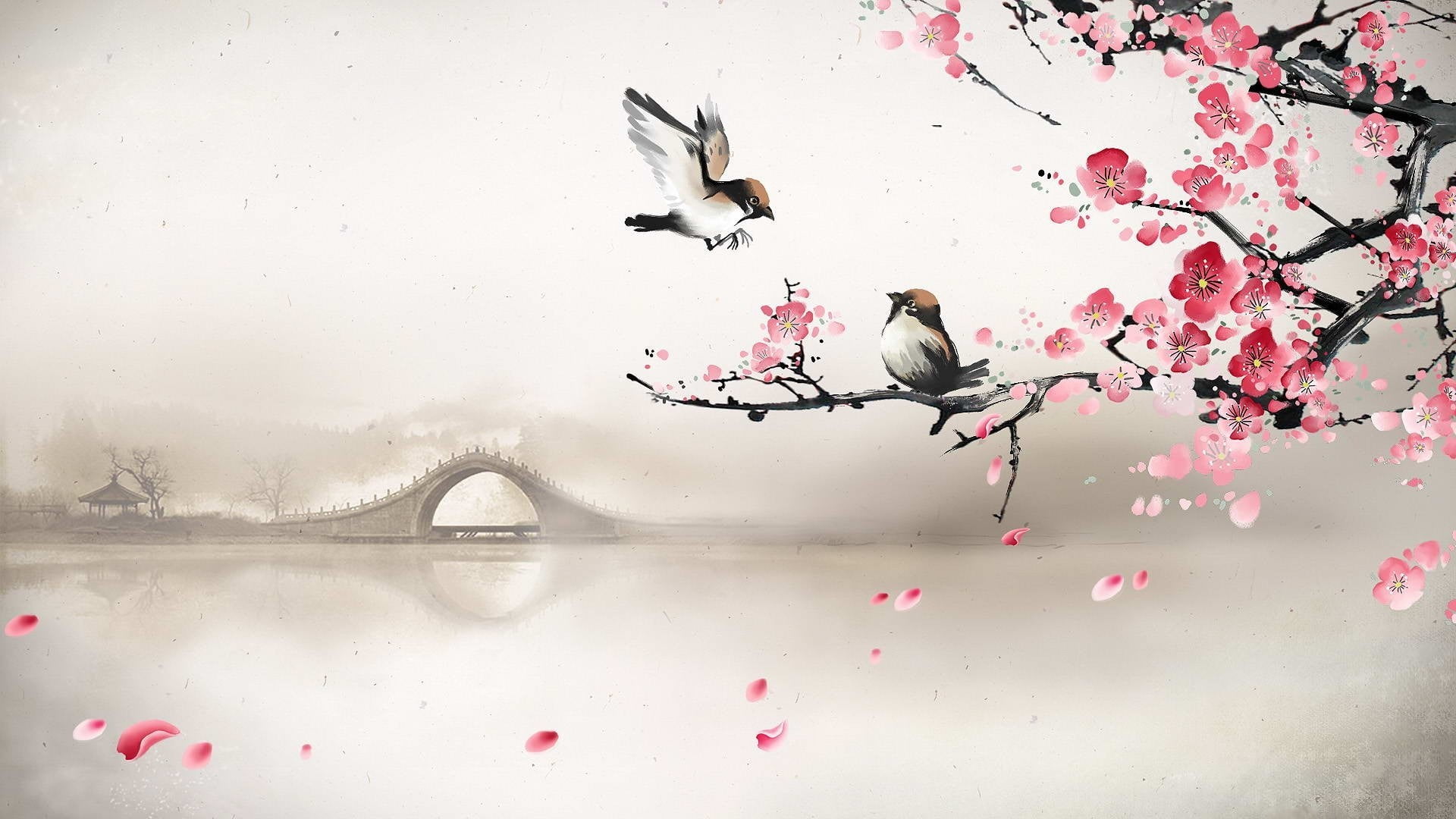 Chinese Cherry Blossom Watercolor, beauty in nature, spring, decoration, celebration