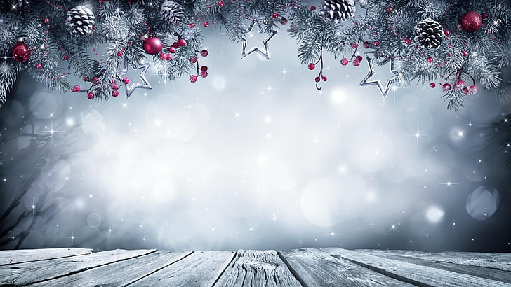 Christmas Holiday Decor, white color, snowing, nature, celebration Free HD Wallpaper