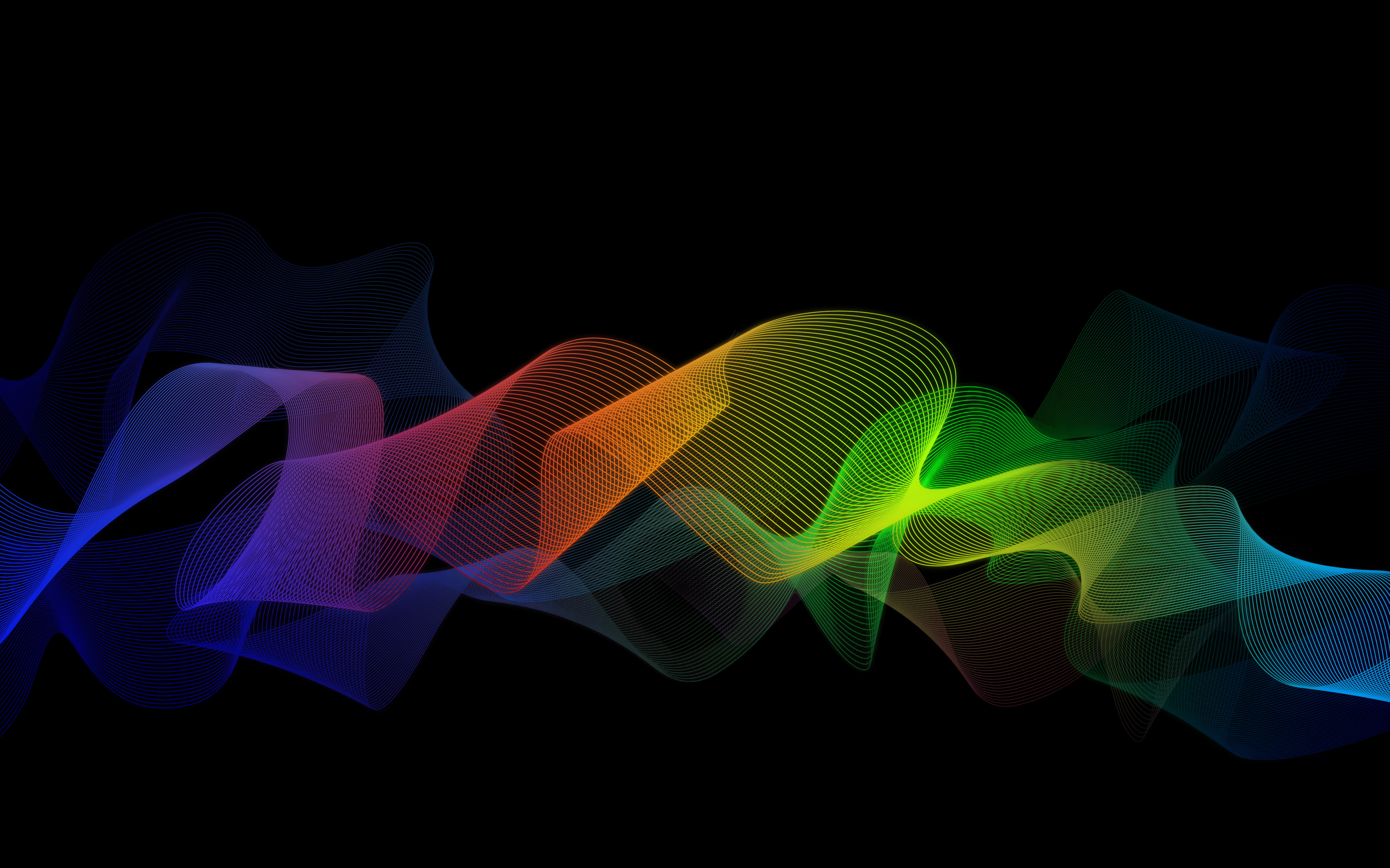Colorful Abstract, rainbow, ribbon, flow, dark background