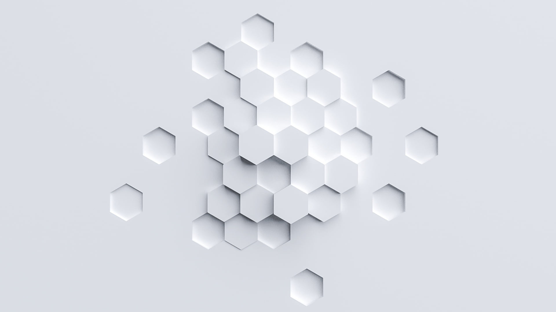 Colorful Hexagons, cube shape, silver colored, technology, science