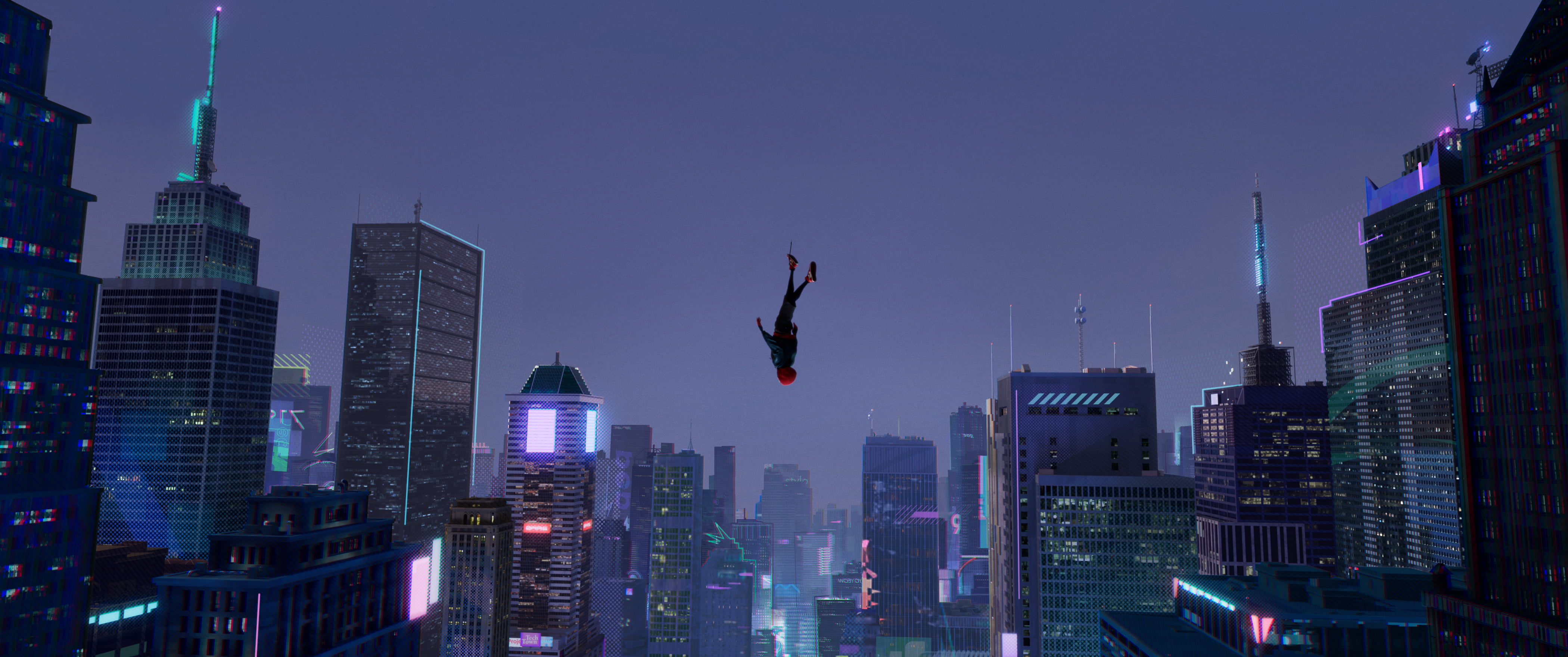 Cool Miles Morales into the Spider Verse, sky, spiderman, building exterior, tall  high