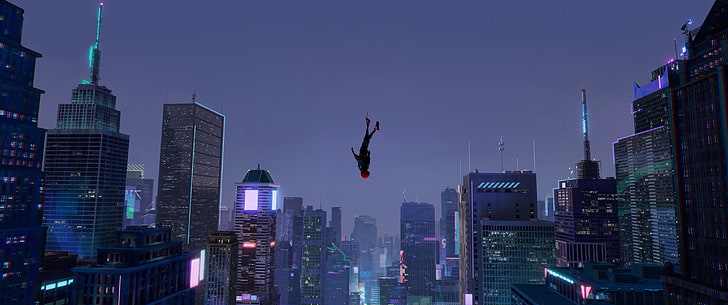 Cool Miles Morales into the Spider Verse, sky, spiderman, building exterior, tall  high Free HD Wallpaper
