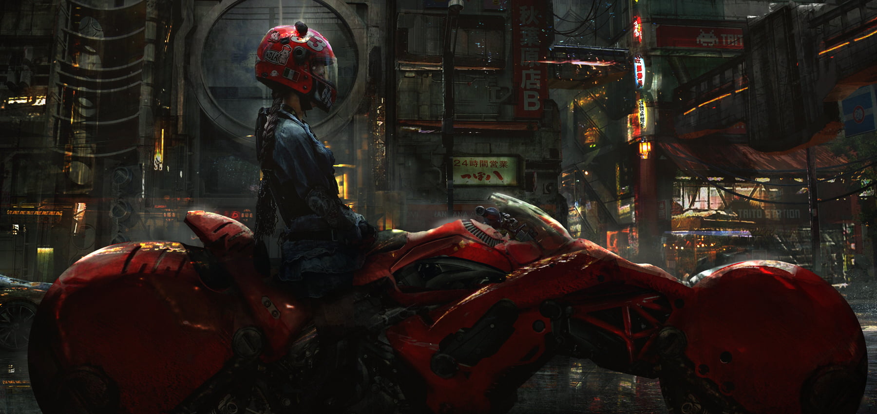 Cyberpunk Female, artwork, motorcycle, land vehicle, creativity