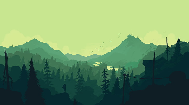 Firewatch Game Delilah, forest, silhouette, no people, mountain peak