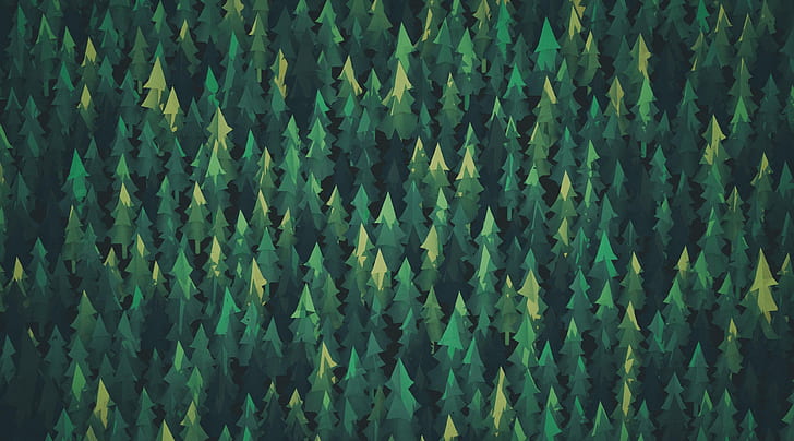 Geometric Forest, woods, aero, green, vector art Free HD Wallpaper