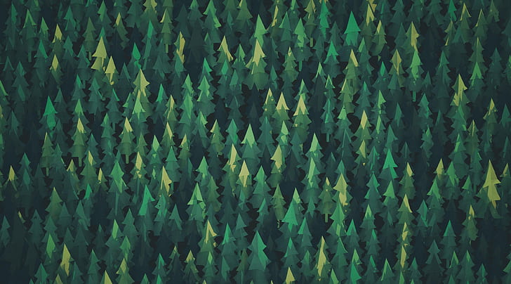 Geometric Forest, woods, aero, green, vector art