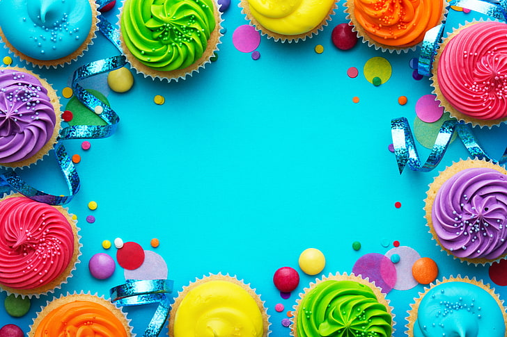 Happy Birthday Sign, cupcakes, closeup, choice, celebration Free HD Wallpaper