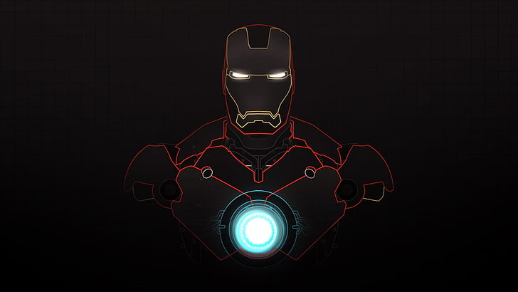 Iron Man Mark 1, contemplation, red, symbol, black background Free HD Wallpaper