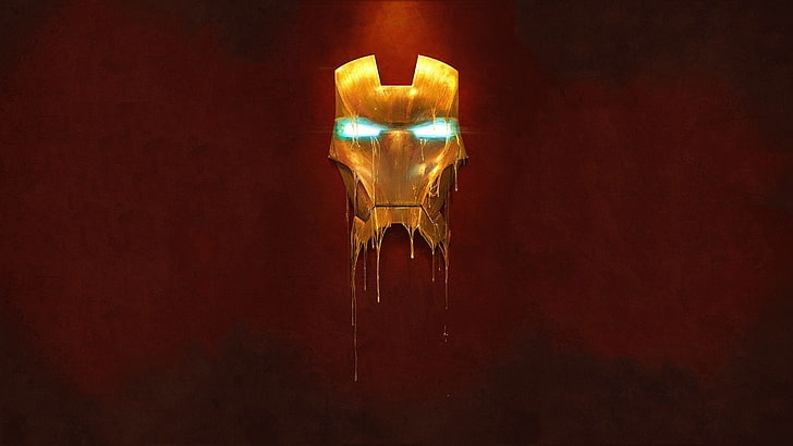 Iron Man Mask 1, symbol, glowing, minimalism, closeup Free HD Wallpaper