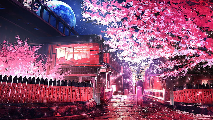 Japanese Garden Cherry Blossom, building exterior, illuminated, beauty in nature, blossom Free HD Wallpaper