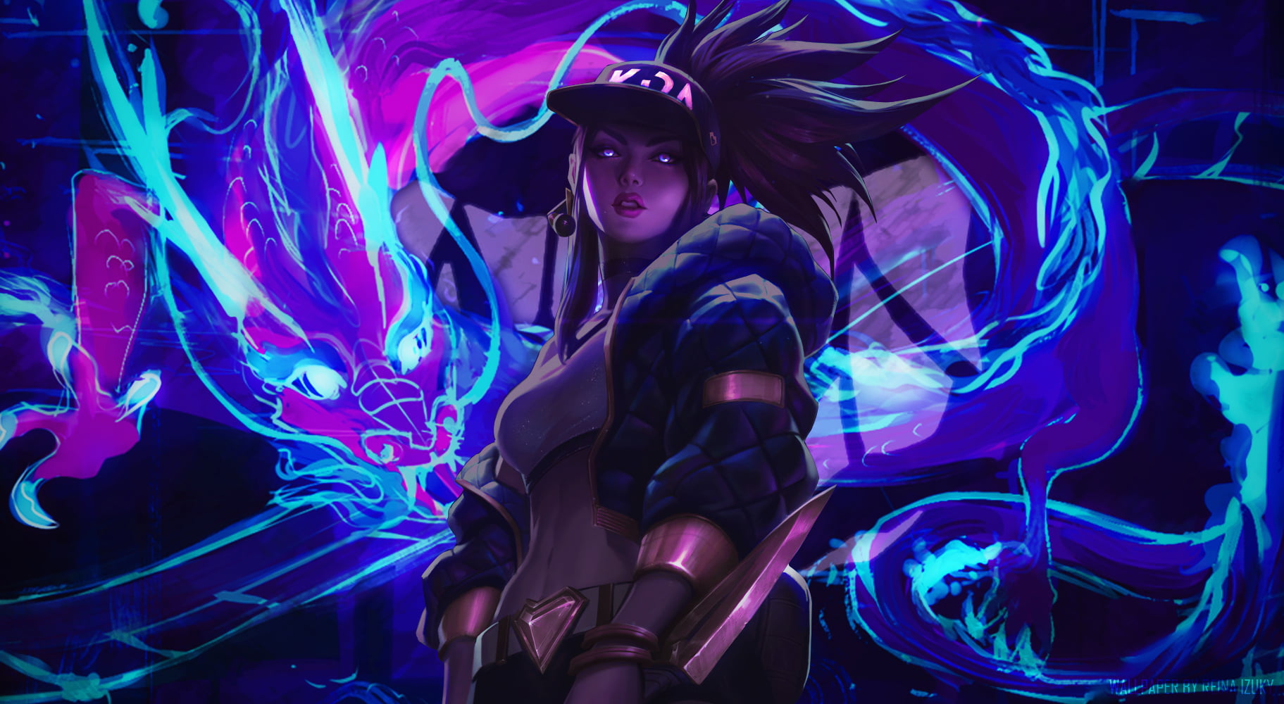 kDa Akali Thicc, akalileague of legends, purple hair, kda, league of legends
