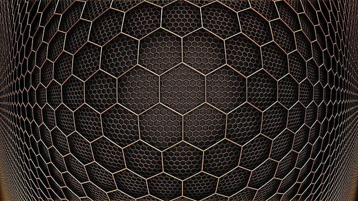 Large Space Hexagon Grid, shape, geometric shape, no people, ball Free HD Wallpaper