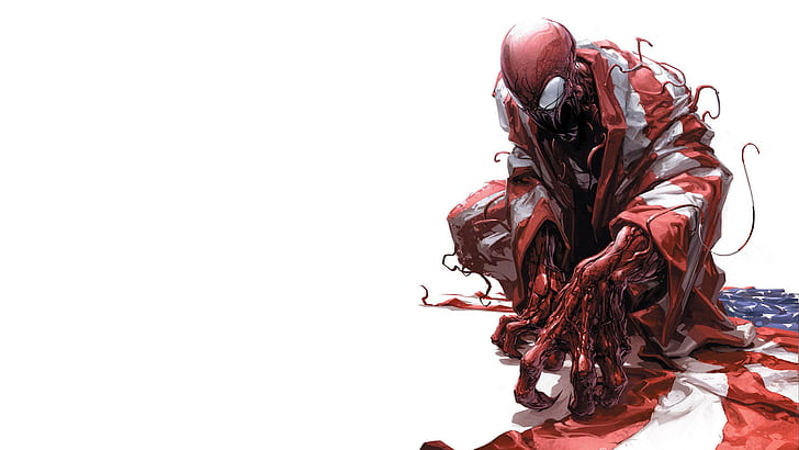 Marvel Venom Carnage, carnage, white, spider, flag Free HD Wallpaper