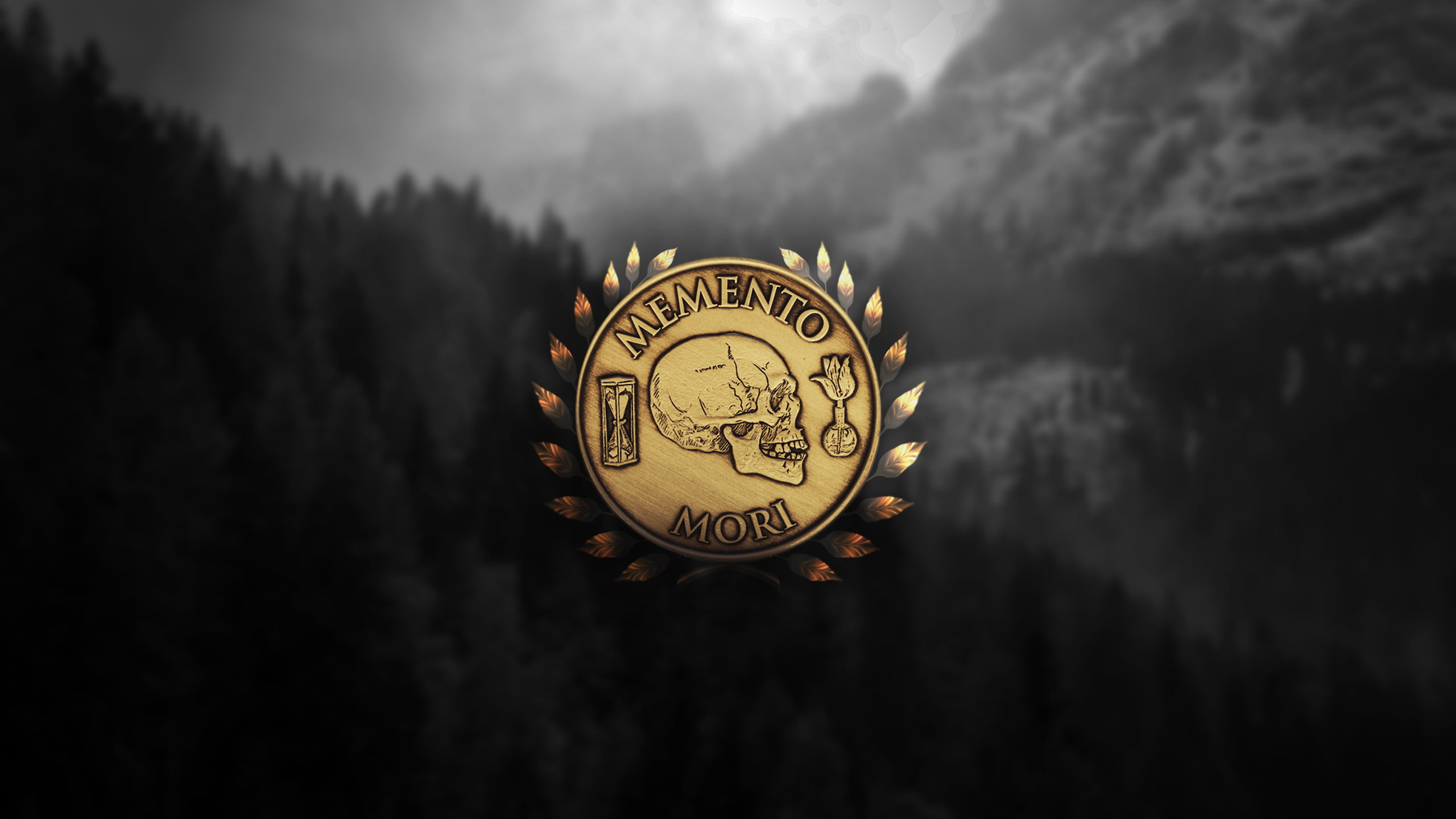 Memento Mori Game, monochrome, memento mori, coin, forest