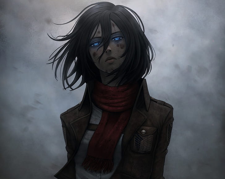 Mikasa Ackerman Mappa, black hair, anime, blue eyes, attack on titan Free HD Wallpaper