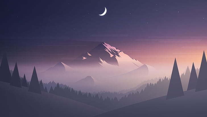 Minimal, mountains best  for desktop background Free HD Wallpaper
