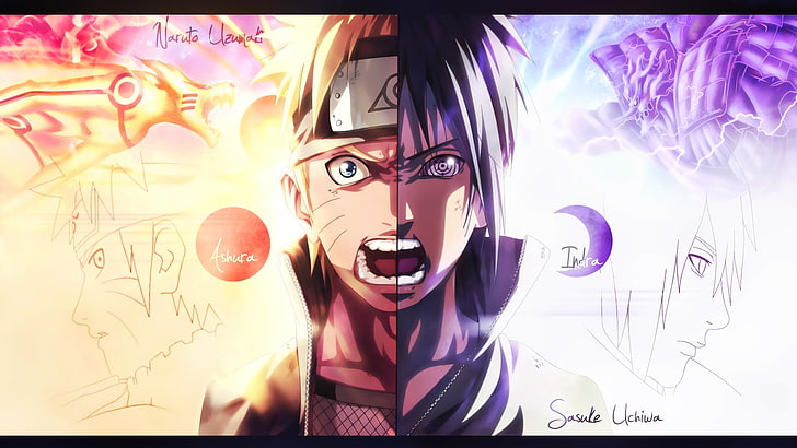 Naruto vs Sasuke Rinnegan, portrait, evil, purple, digital composite Free HD Wallpaper