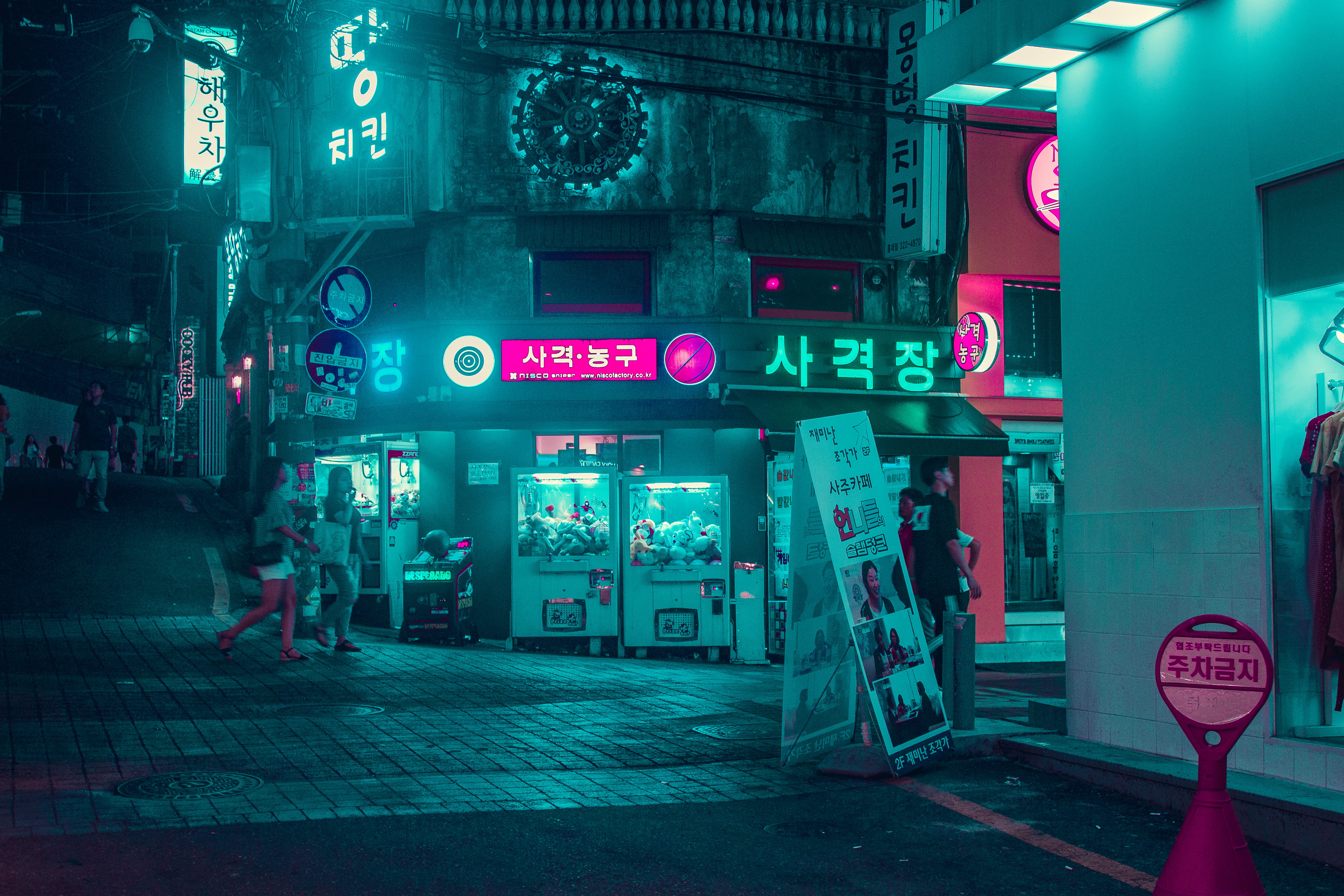 Neon Light Colors, city life, korea, street view, built structure