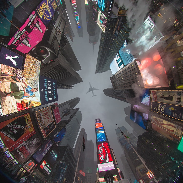 New York City Times Square, cocacola, bokeh, travel destinations, airplane