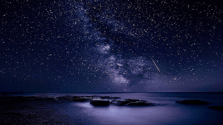 Night Sky Art, white, and, starry, milky way Free HD Wallpaper