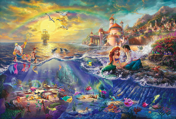 Paintings by Thomas Kinkade, the little mermaid, history, paintings, paint Free HD Wallpaper
