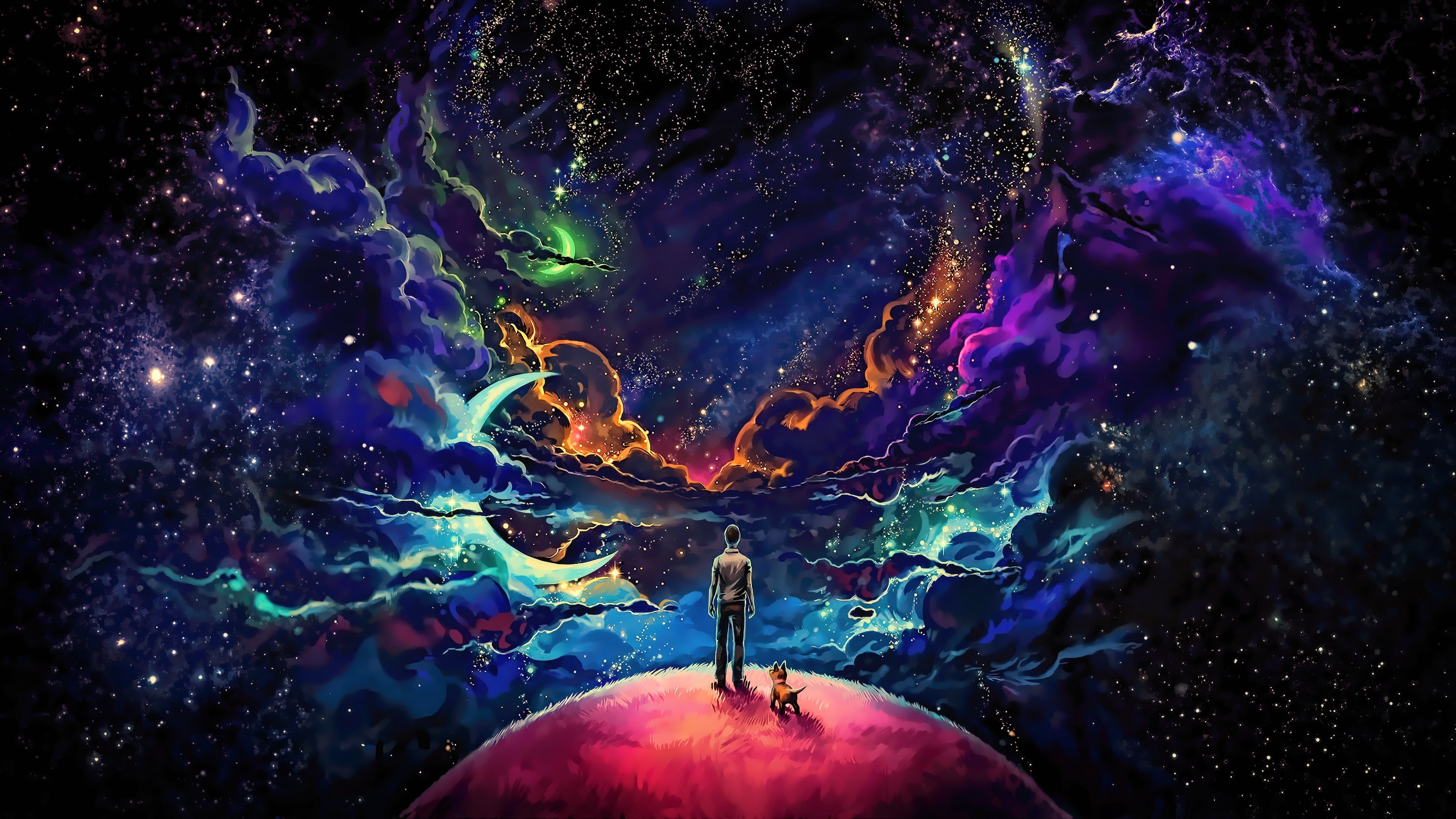 Pink Galaxy Planets, imagination, galaxy, graphics, starry