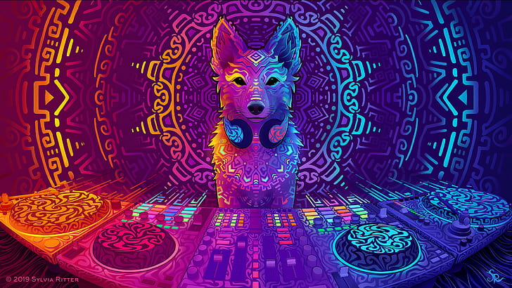 Rainbow Fox Art, music, ubuntu, digital art, sound mixers Free HD Wallpaper