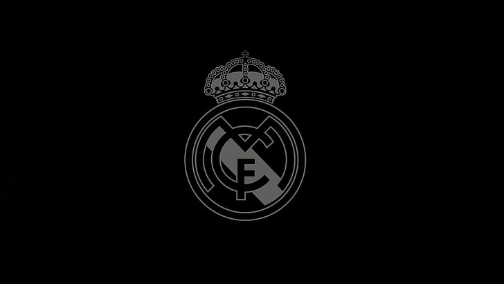 Real Madrid Design, symbol, decoration, human representation, black background Free HD Wallpaper