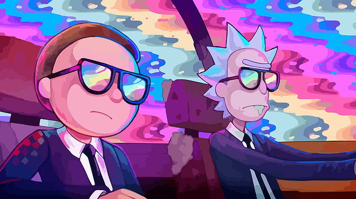 Rick and Morty Art, car, morty, rainbow, others Free HD Wallpaper