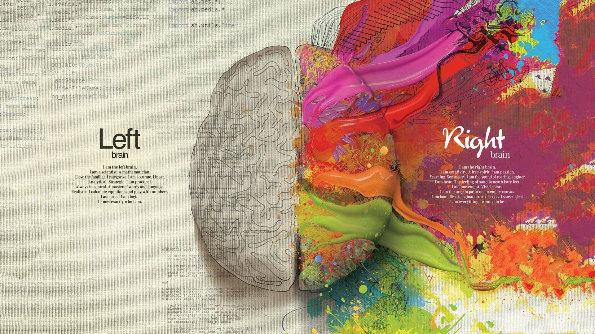 Right-Brained, artwork, anatomy, document, indoors