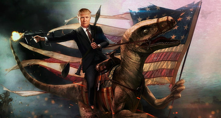 Ronald Reagan Riding an Eagle, real people, men, young adult, american flag Free HD Wallpaper