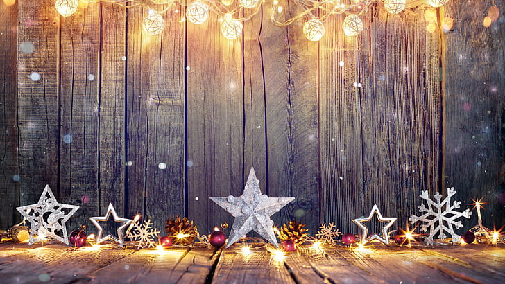 Rustic Wood Blue Christmas Lights, christmas, xmas, christmas lights, christmas decoration Free HD Wallpaper