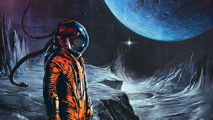 Science Fiction Quarterly, artwork, obscured face, exploration, alien