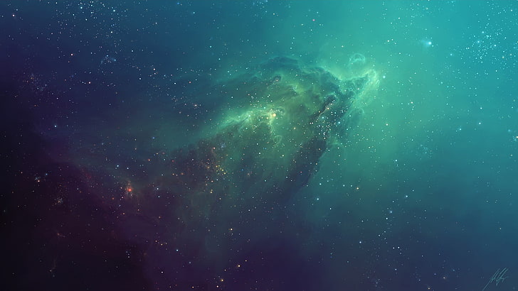 Space, tranquil scene, turquoise colored, milky way, underwater Free HD Wallpaper