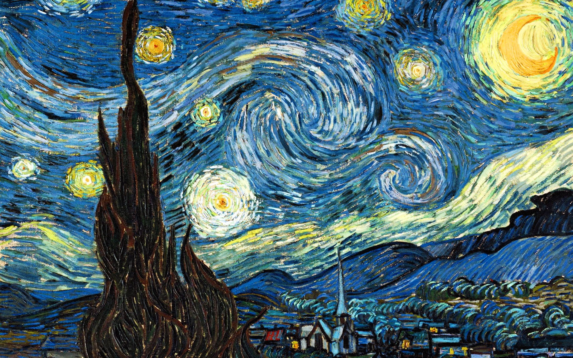 Starry Night Original Painting, van, art and craft, multi colored, gogh