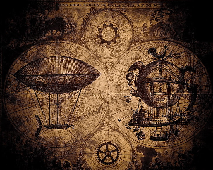 Steampunk, space, astrology, architecture, the past Free HD Wallpaper