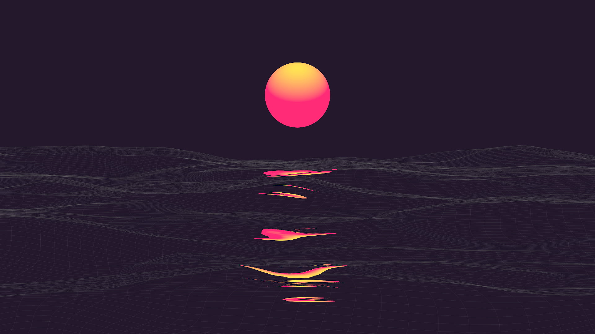 Sun Moon Art, blue, sunrise, outdoors, retrowave