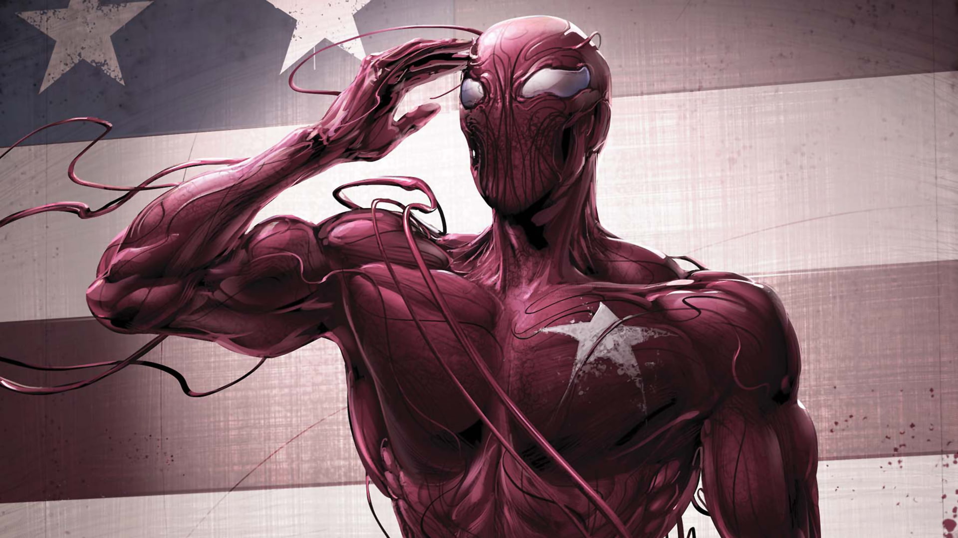 Superior Carnage, american, flag, cartooncomic, salute