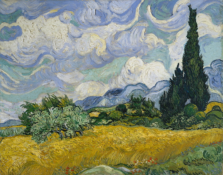 Van Gogh Werke, green color, scenics  nature, decoration, visual art