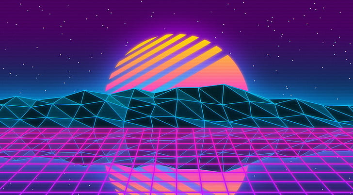 Vaporwave Space, abstract, purple, retro, style Free HD Wallpaper