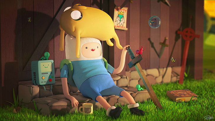 Adventure Time Characters Finn, art and craft, lifestyles, day, built structure Free HD Wallpaper