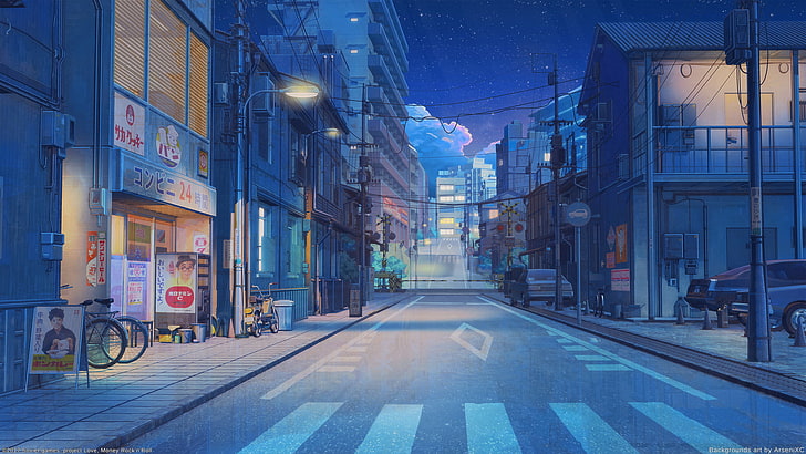 Anime City Rain, building, japan, city life, outdoors